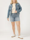 Notched Crop Jean Jacket Plus Size image number 0