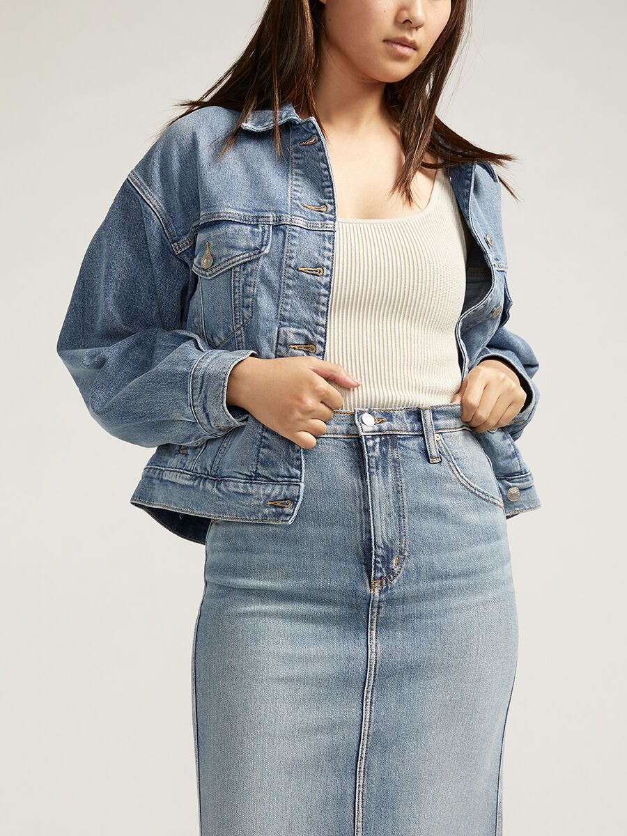 Buy Back-Slit Maxi Jean Skirt for CAD 47.00 | Silver Jeans