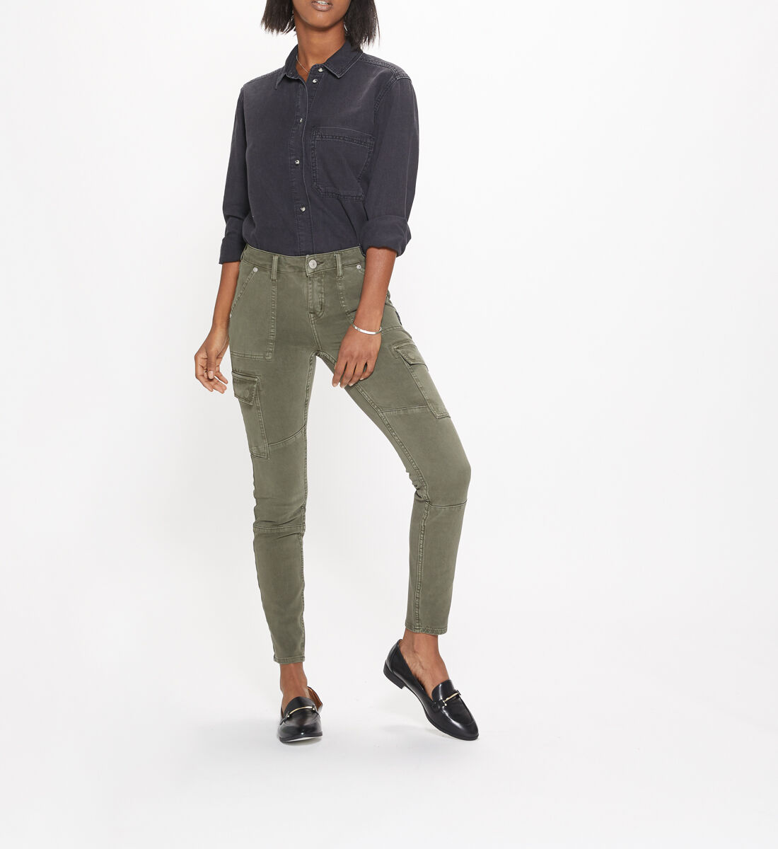 Skinny cargo jeans womens top