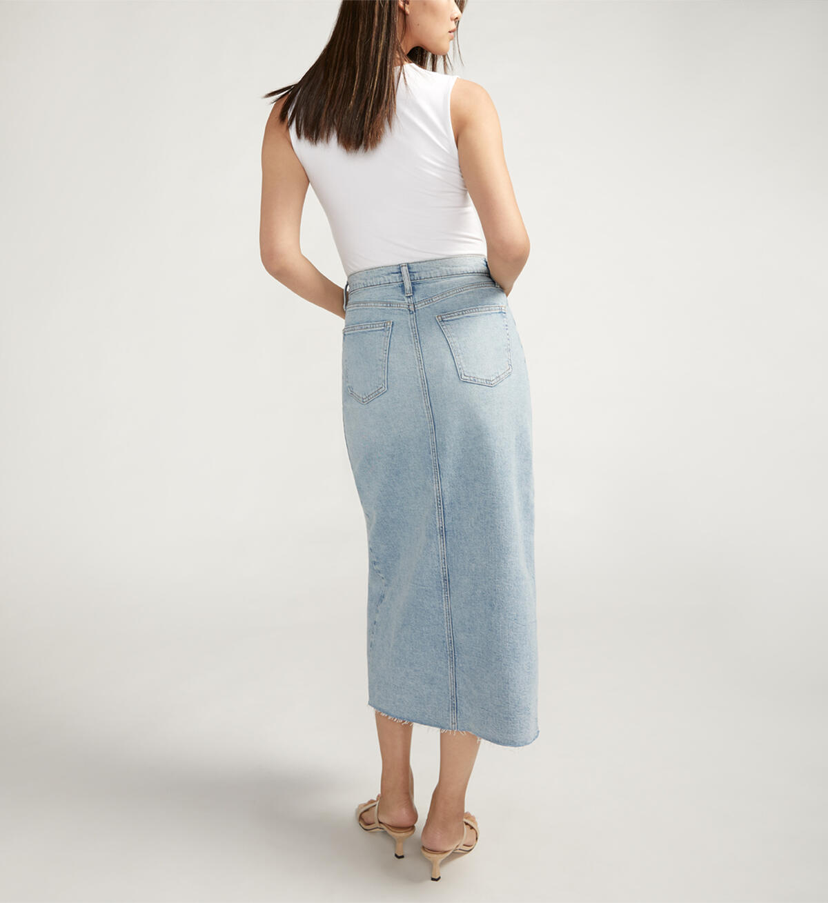 Front-Slit Midi Jean Skirt, , hi-res image number 1