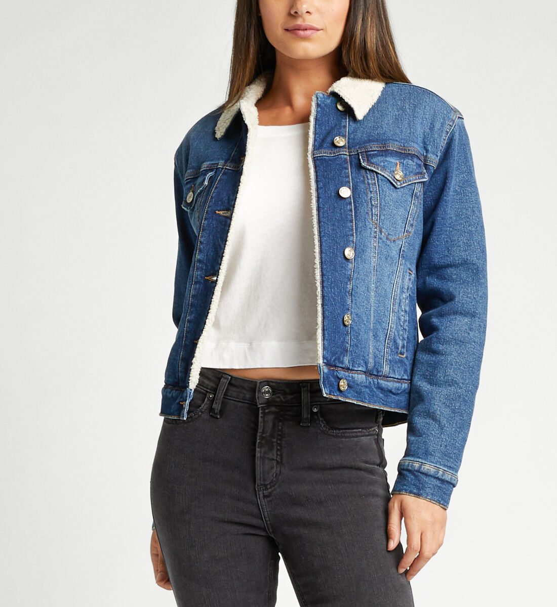 Sherpa jean on sale jacket women