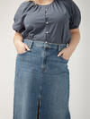 Front-Slit Maxi Jean Skirt Plus Size image number 3