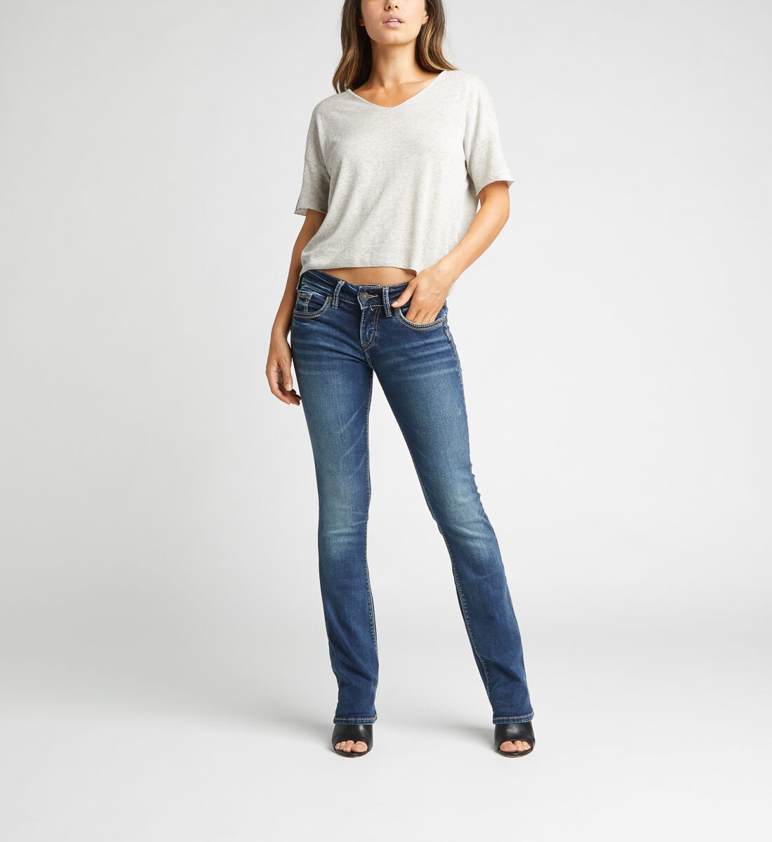 Buy Suki Mid Rise Slim Bootcut Jeans for CAD 114.00 Silver Jeans