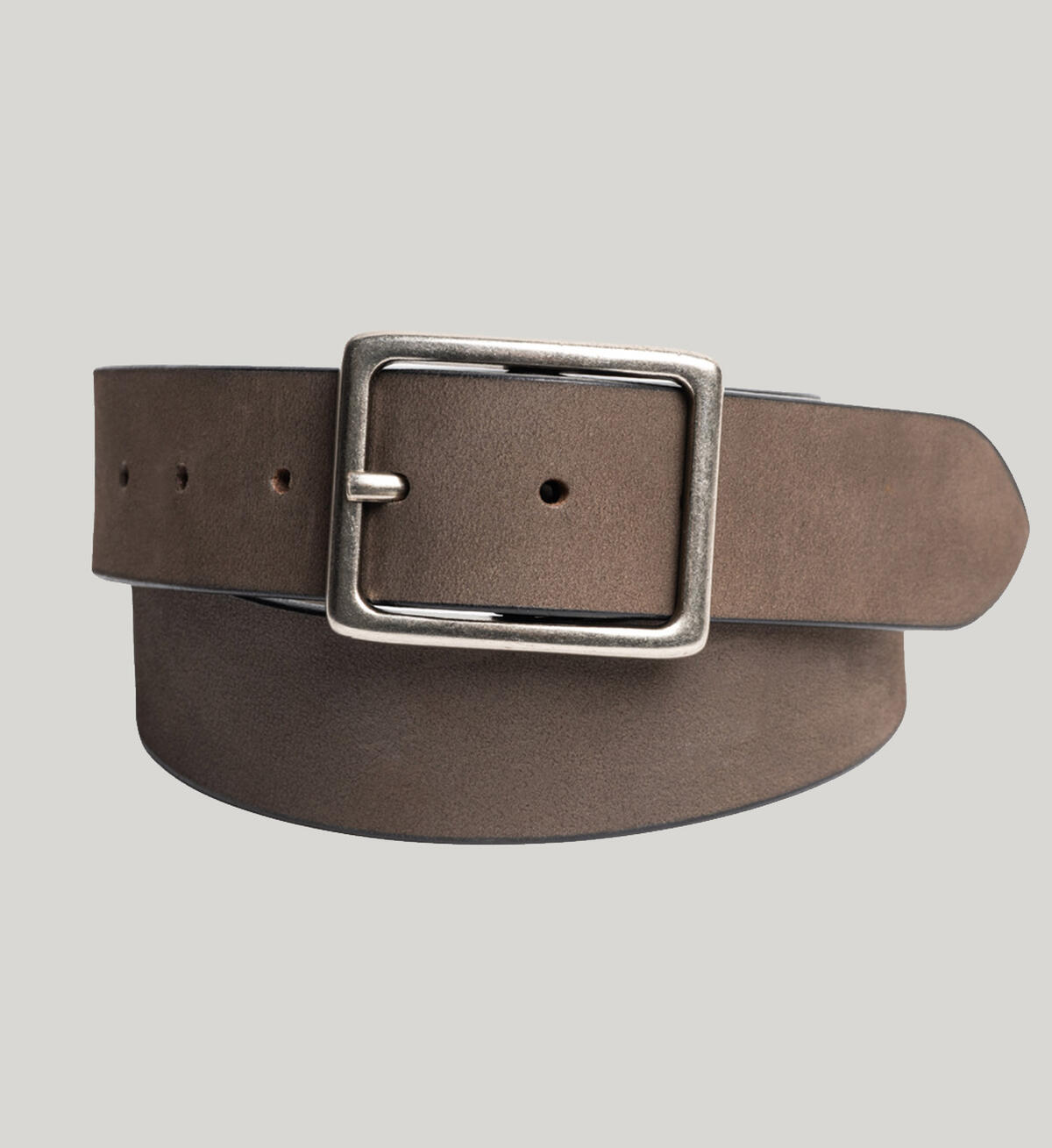 Mens Genuine Nubuck Leather Belt, Grey, hi-res image number 0