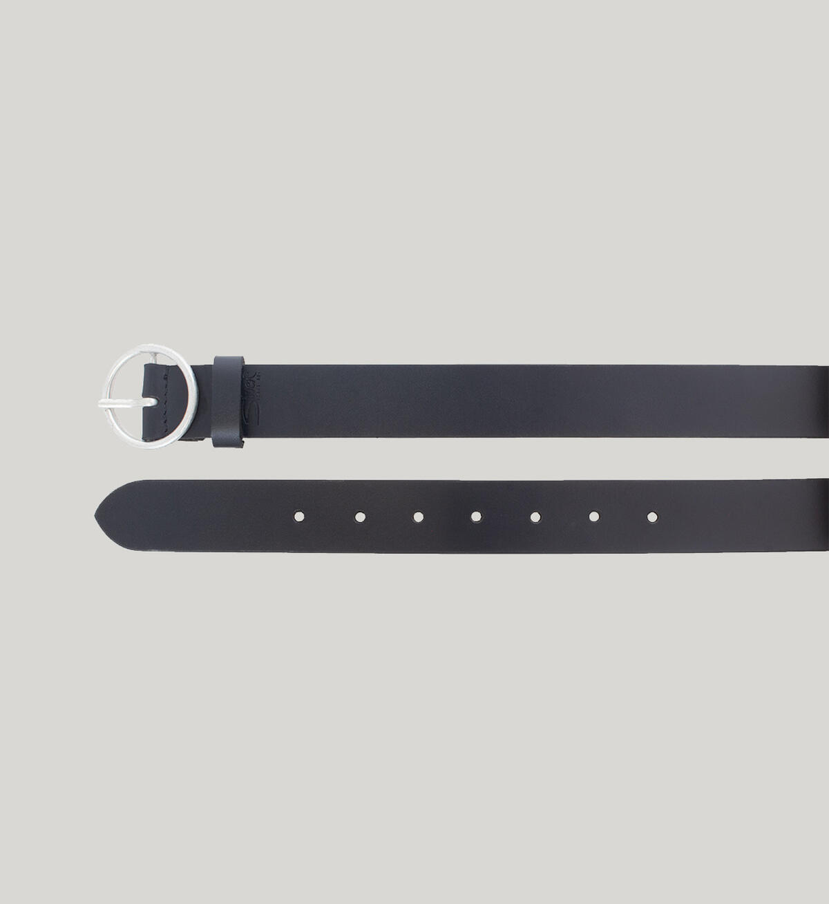 Womens Heavyweight Genuine Leather Belt With Circle Center Bar Buckle, , hi-res image number 2
