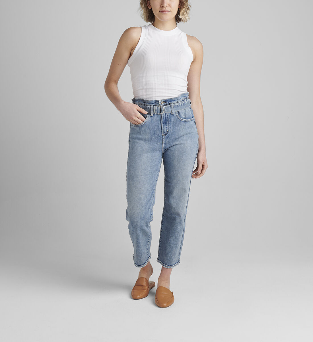 Buy Paper Bag High Rise Straight Crop Jeans for CAD 104.00