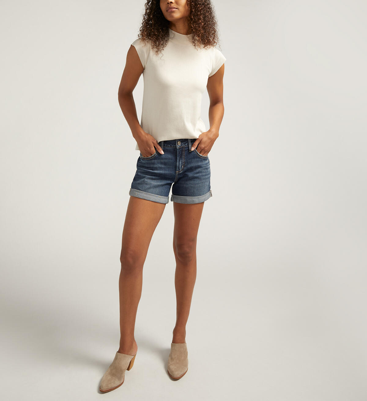 Boyfriend Mid Rise Shorts, , hi-res image number 0