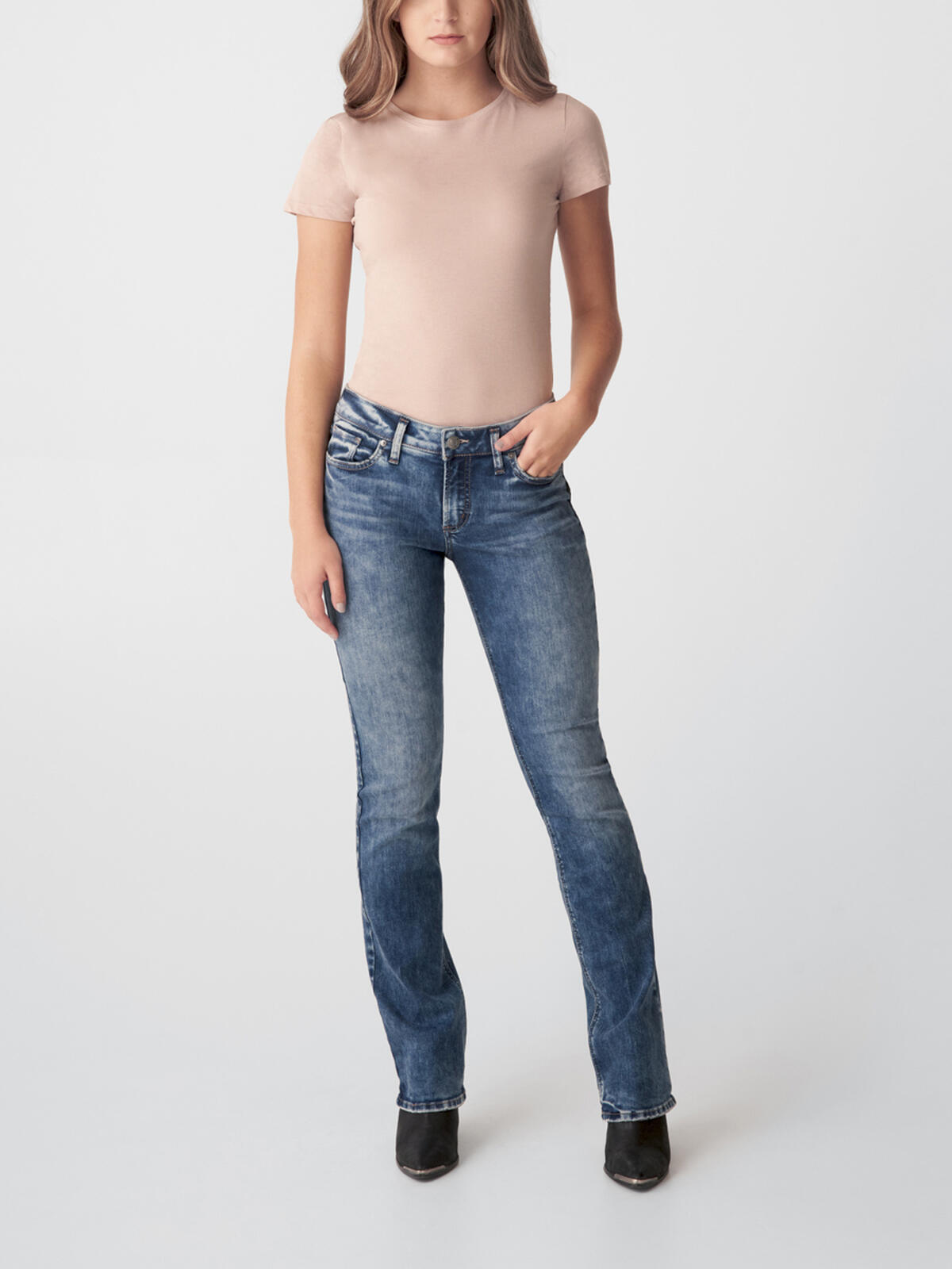 Elyse Mid Rise Slim Bootcut Jeans image number 0