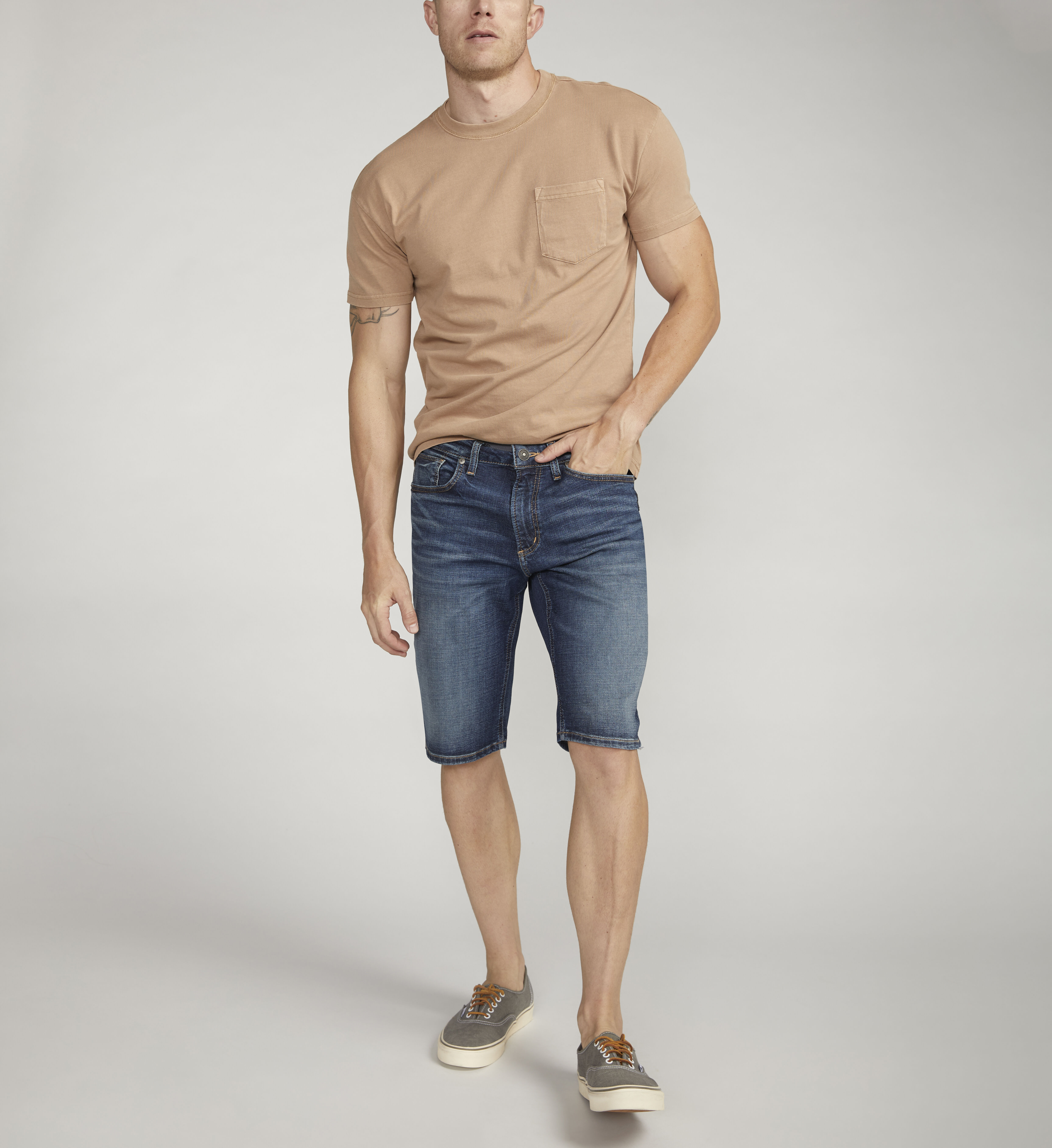 Mens silver hot sale jean shorts