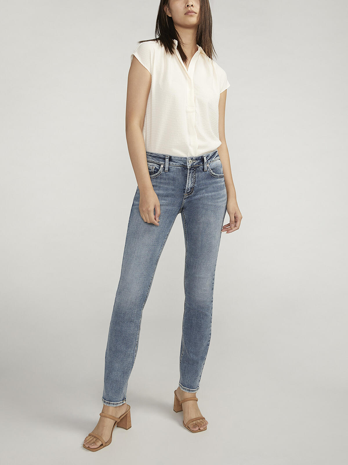 Elyse Mid Rise Straight Leg Jeans image number 0