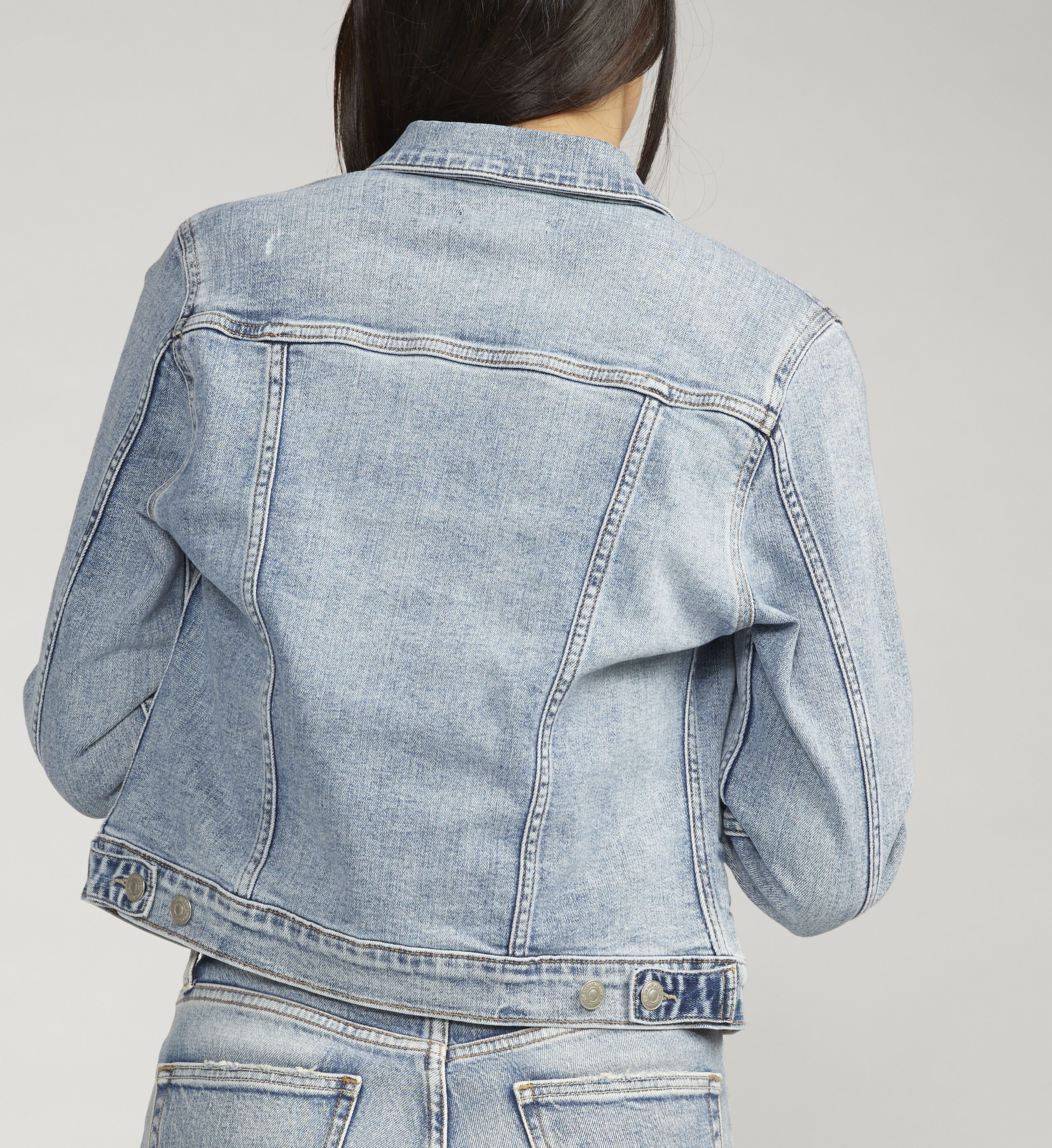 Fitted jean jacket women hot sale