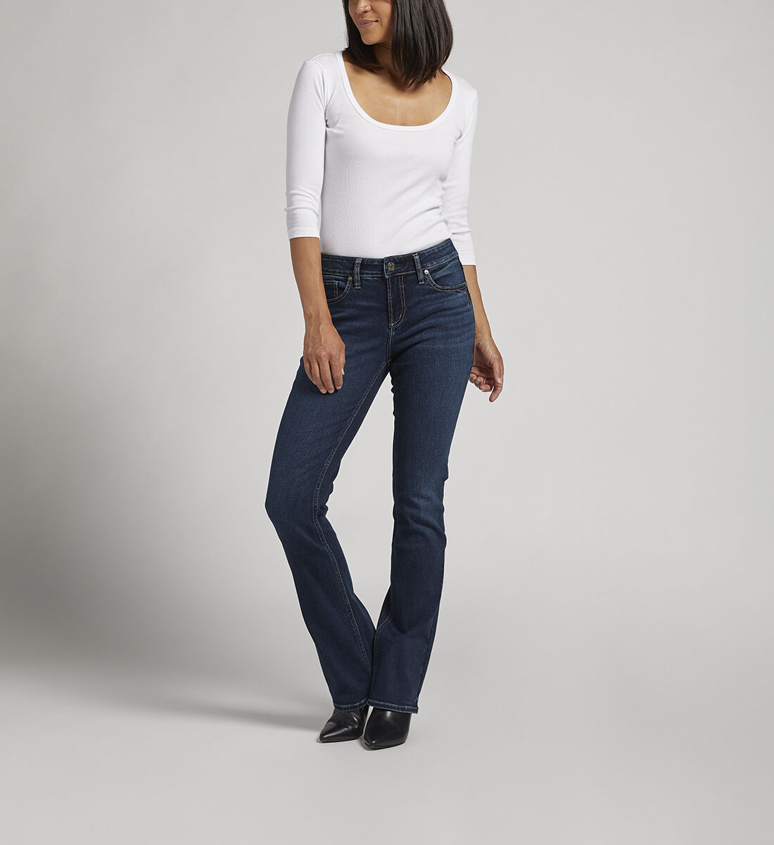 Buy Elyse Mid Rise Slim Bootcut Jeans for CAD 114.00 Silver