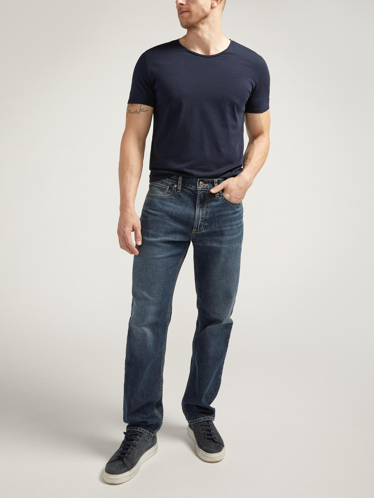 Eddie Athletic Fit Tapered Leg Jeans image number 0