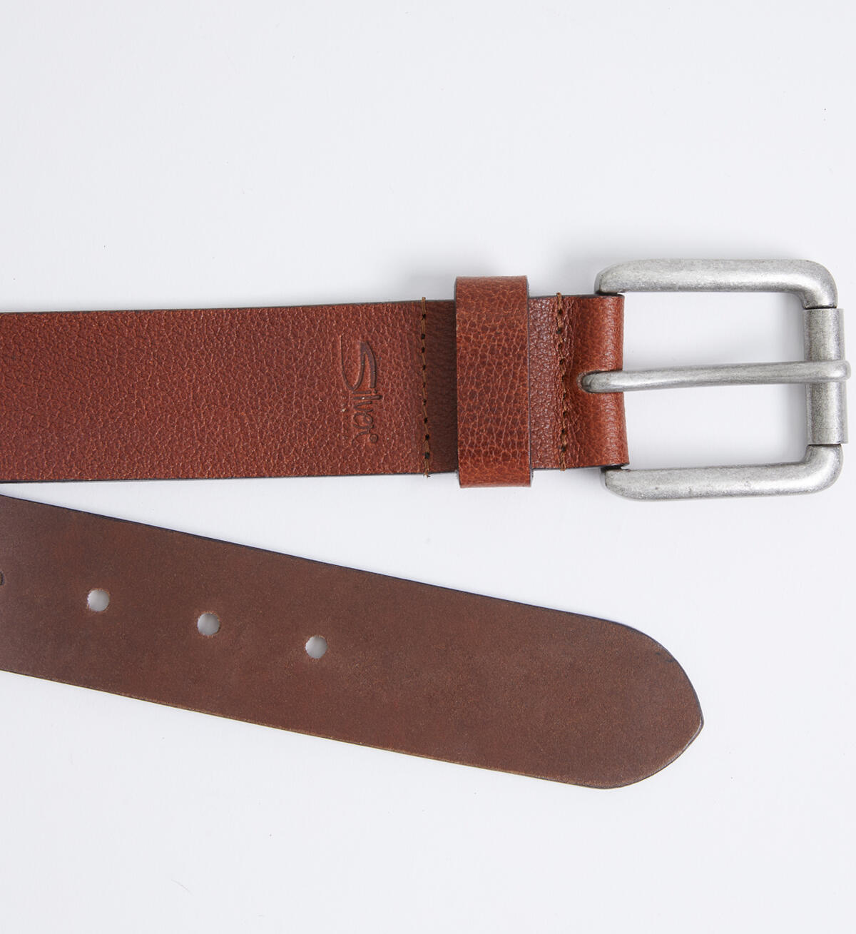 Pebbled Brown Leather Mens Belt, , hi-res image number 2