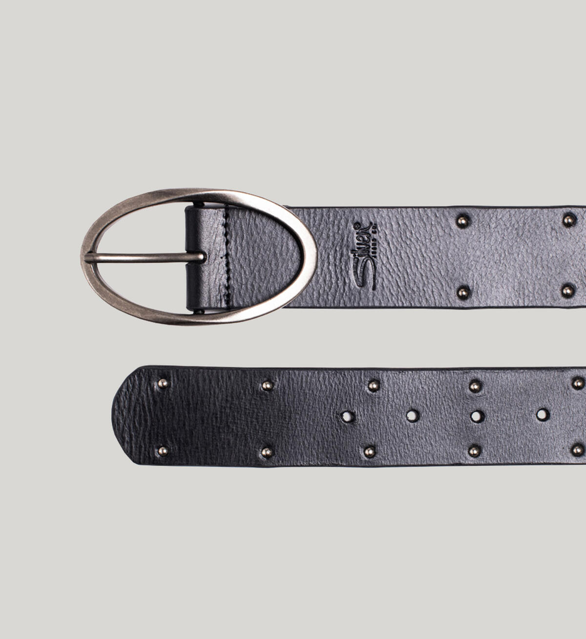 Womens Genuine Leather Studded Belt, Black, hi-res image number 2