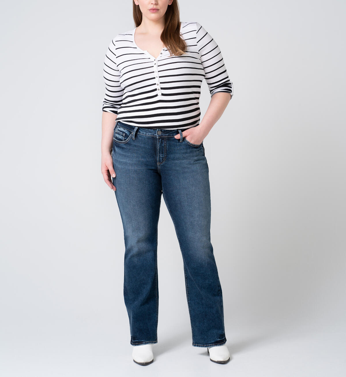 Suki Mid Rise Slim Bootcut Jeans Plus Size, , hi-res image number 0