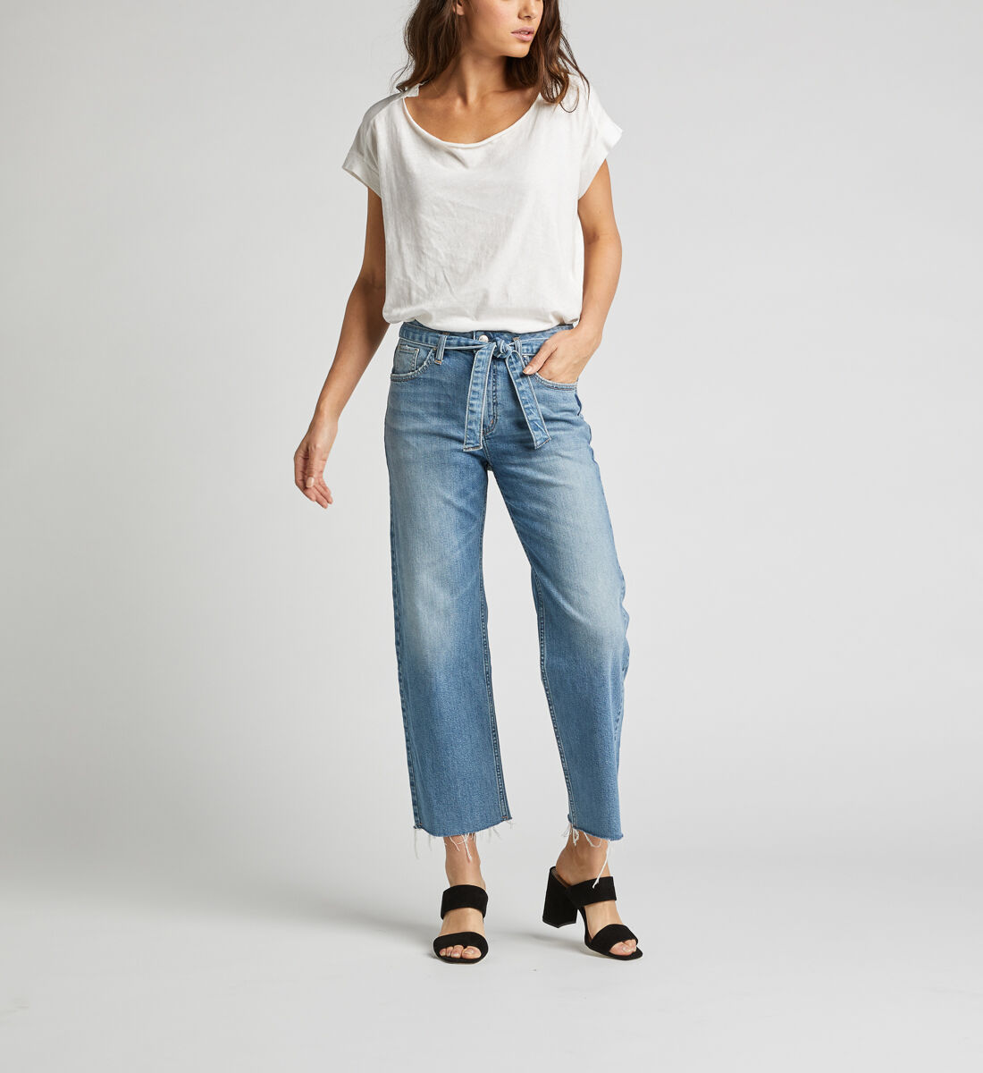 High rise silver best sale jeans