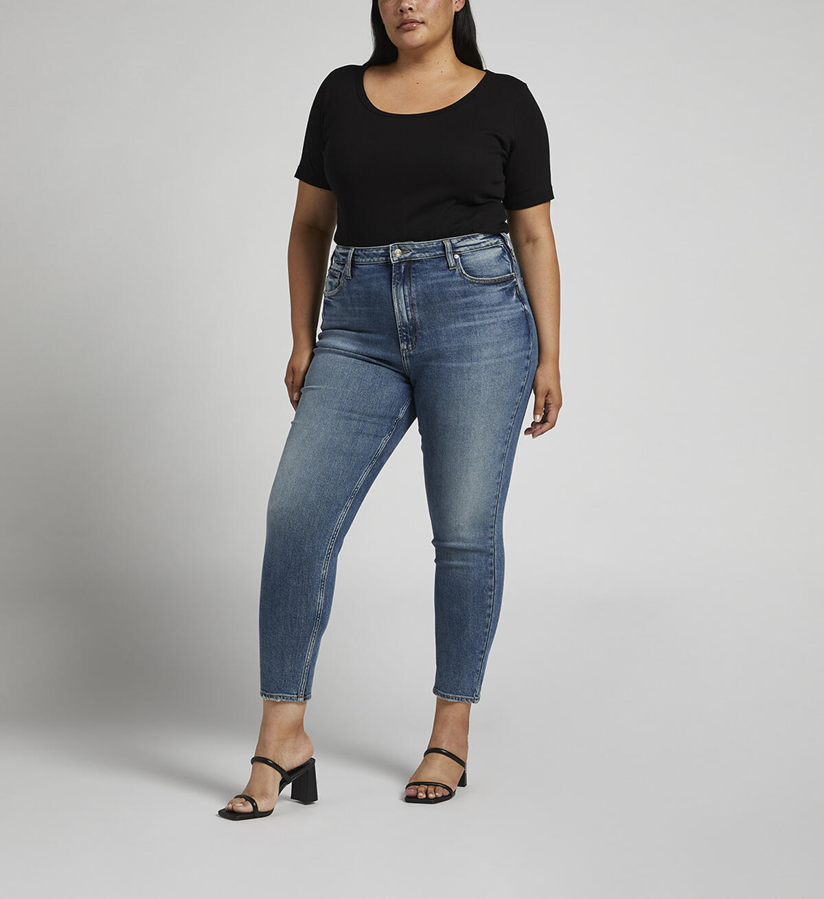 High Rise Tapered Leg Mom Jean Plus Size, Indigo, hi-res image number 0