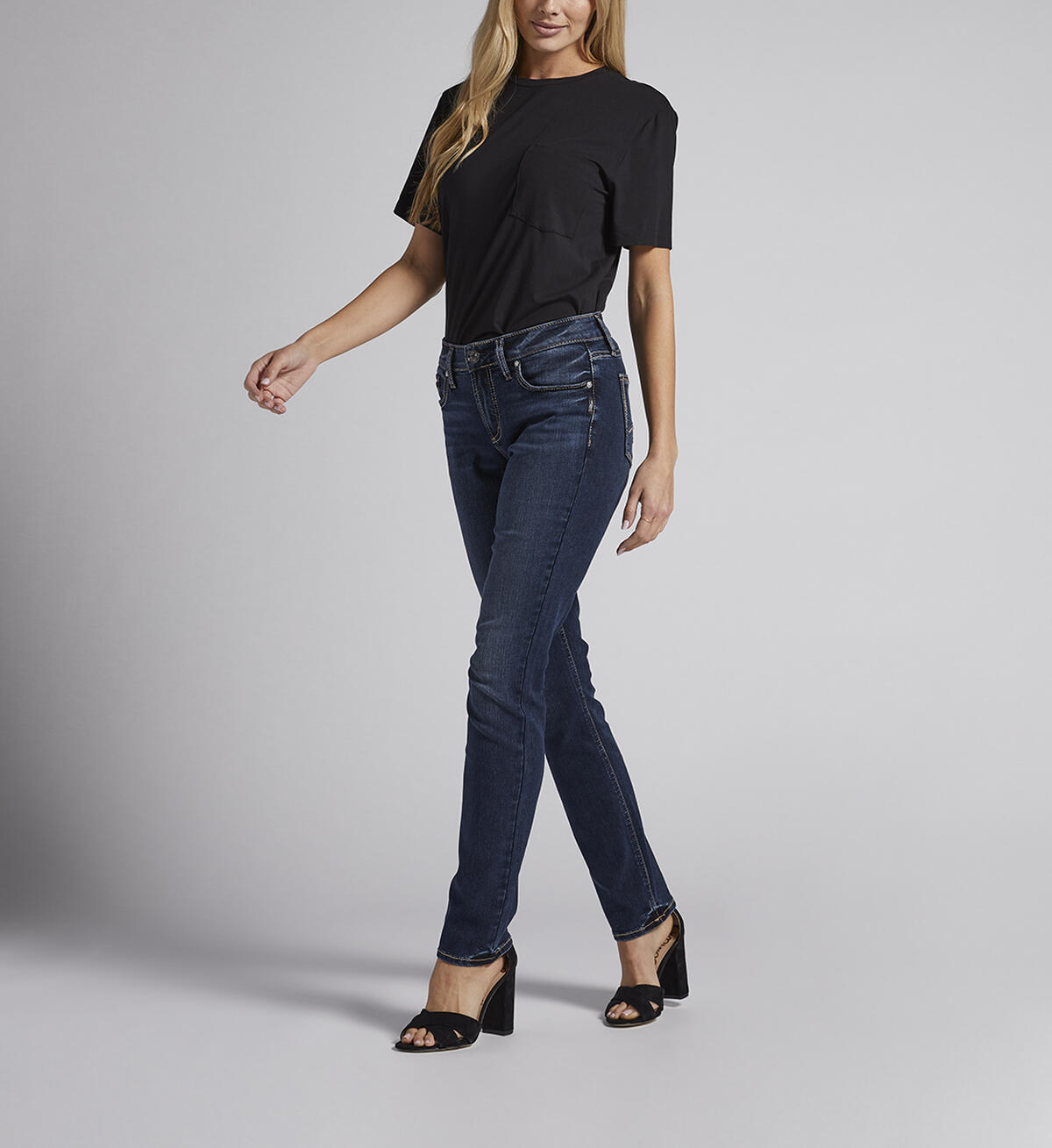 Elyse Mid Rise Straight Leg Jeans, Indigo, hi-res image number 2