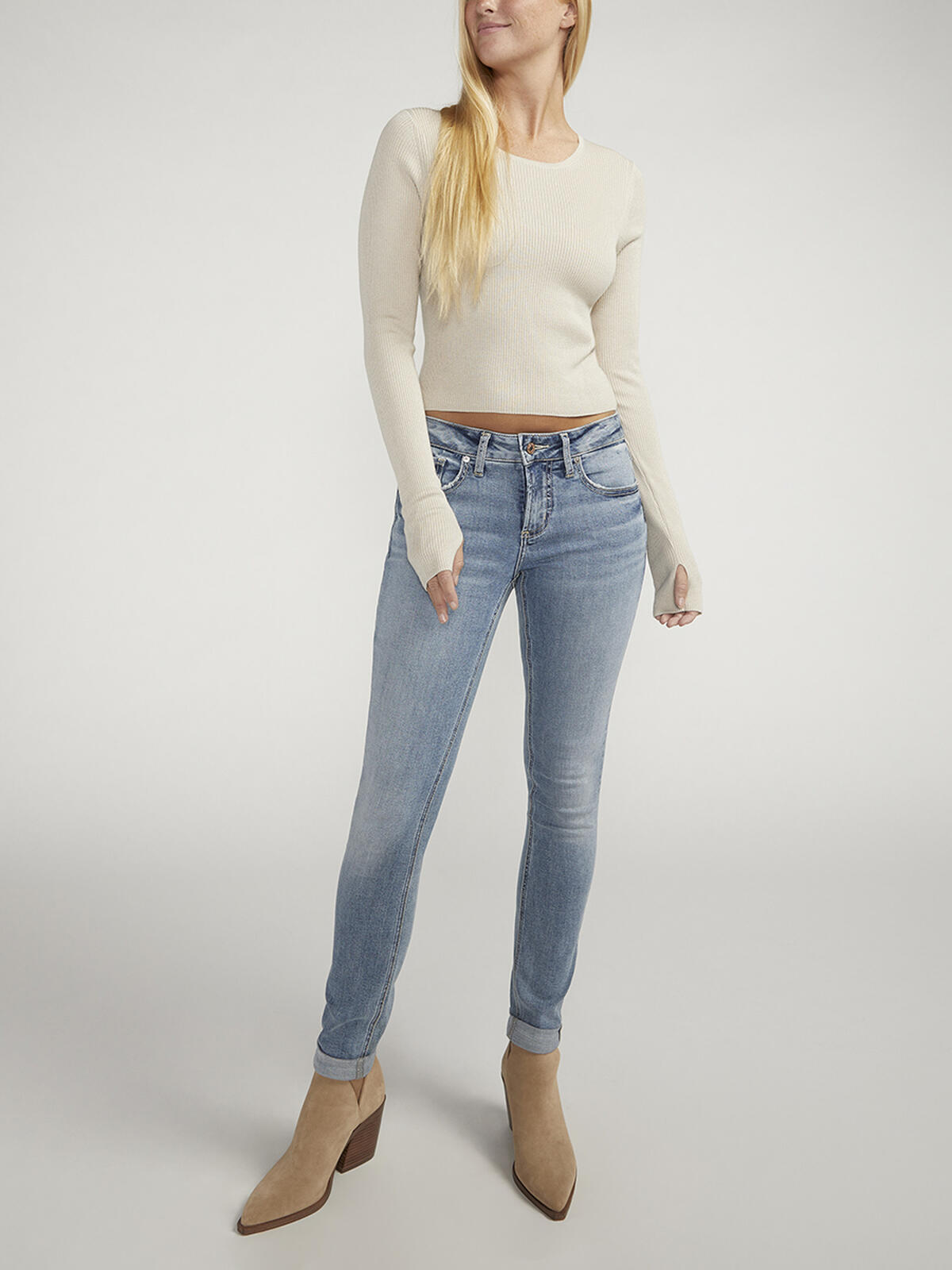 Girlfriend Mid Rise Slim Leg Jeans image number 0