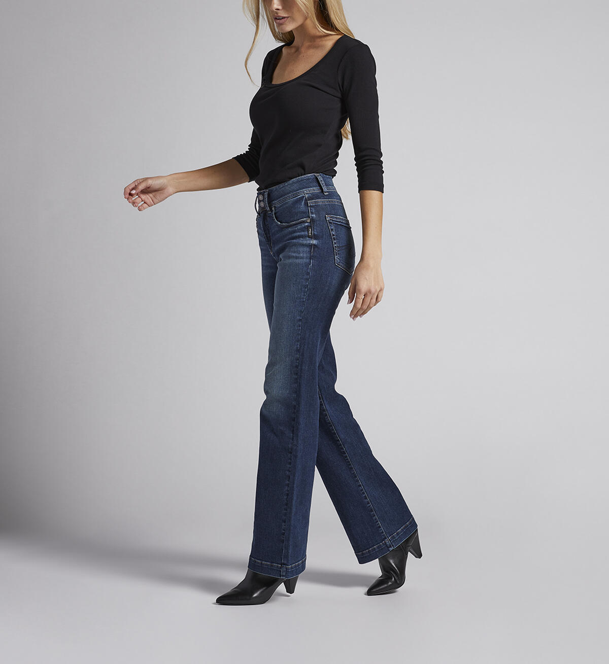 Avery High Rise Trouser Leg Jeans, Indigo, hi-res image number 2