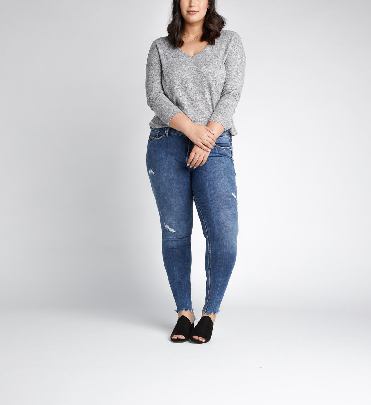 Elyse Mid Rise Skinny Leg Jeans Plus Size, Indigo, hi-res image number 3