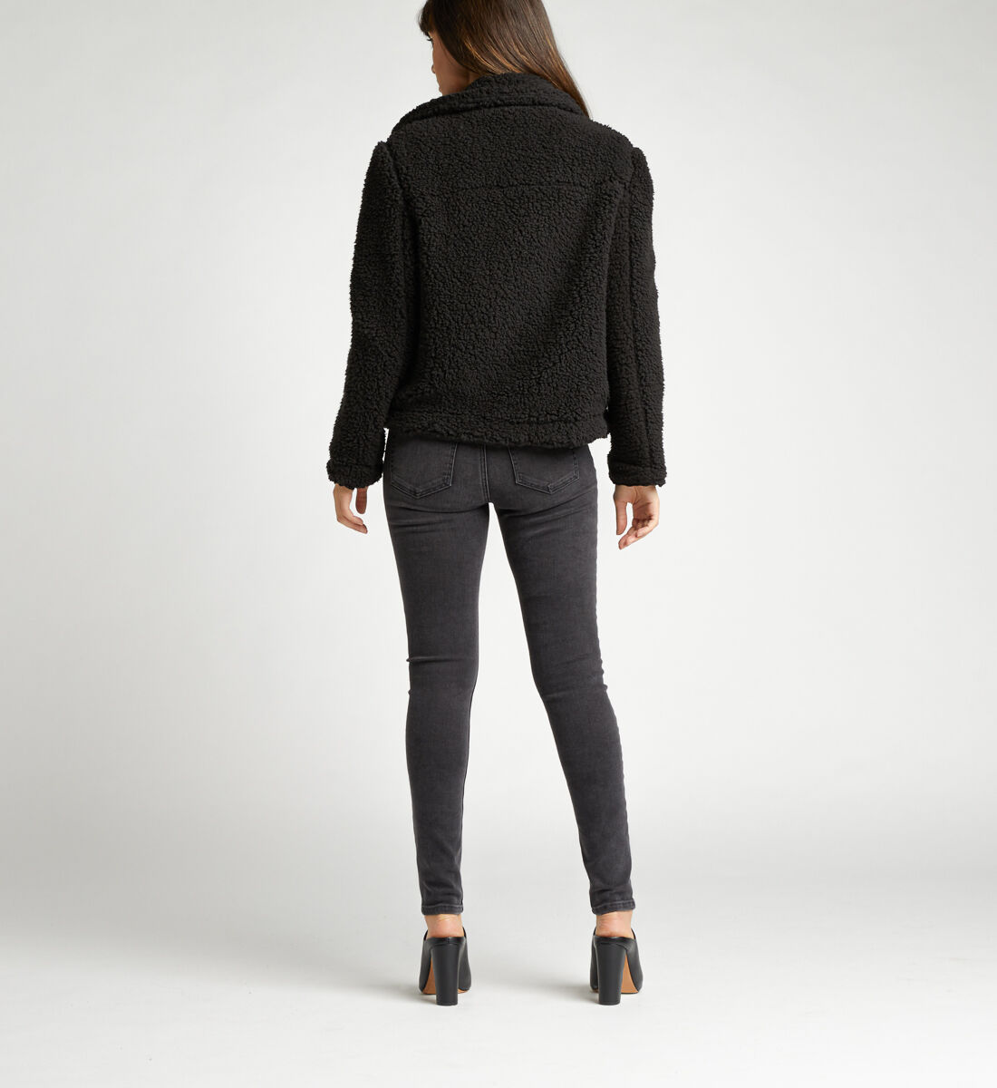 Black teddy biker jacket sale