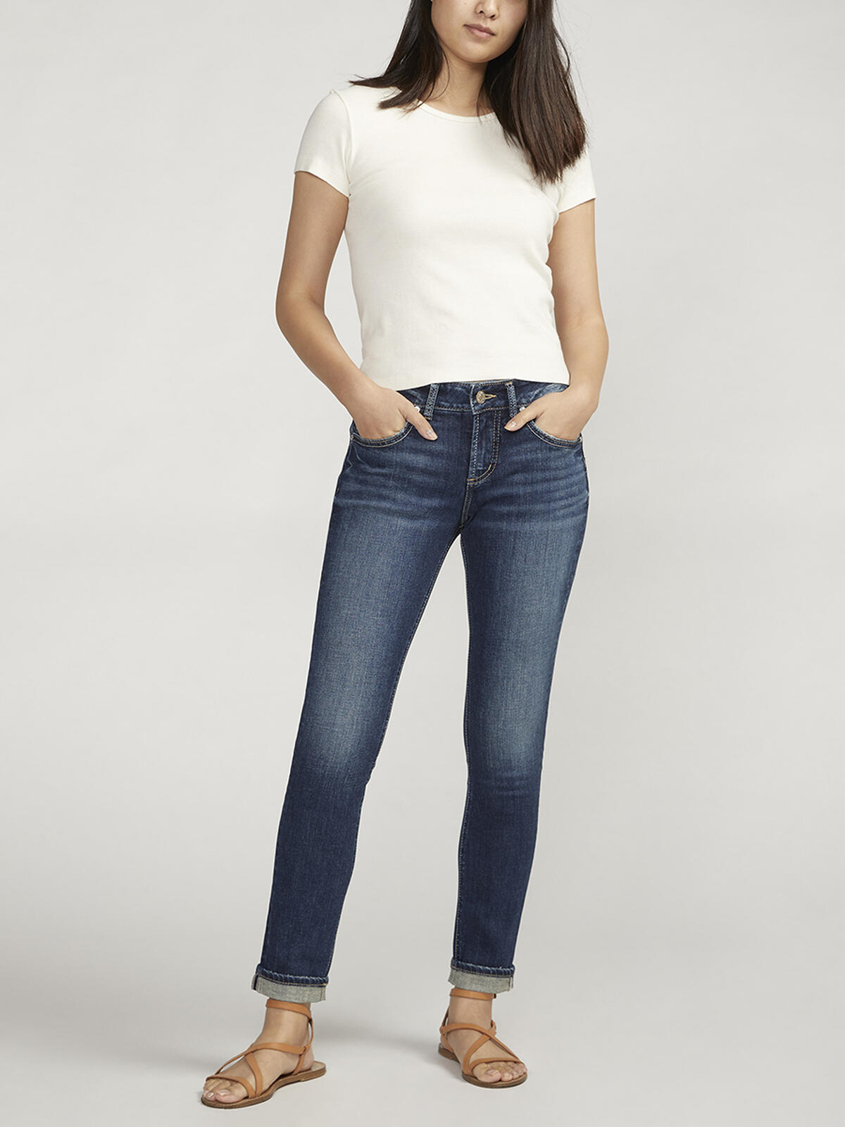 Girlfriend Mid Rise Slim Leg Jeans image number 0