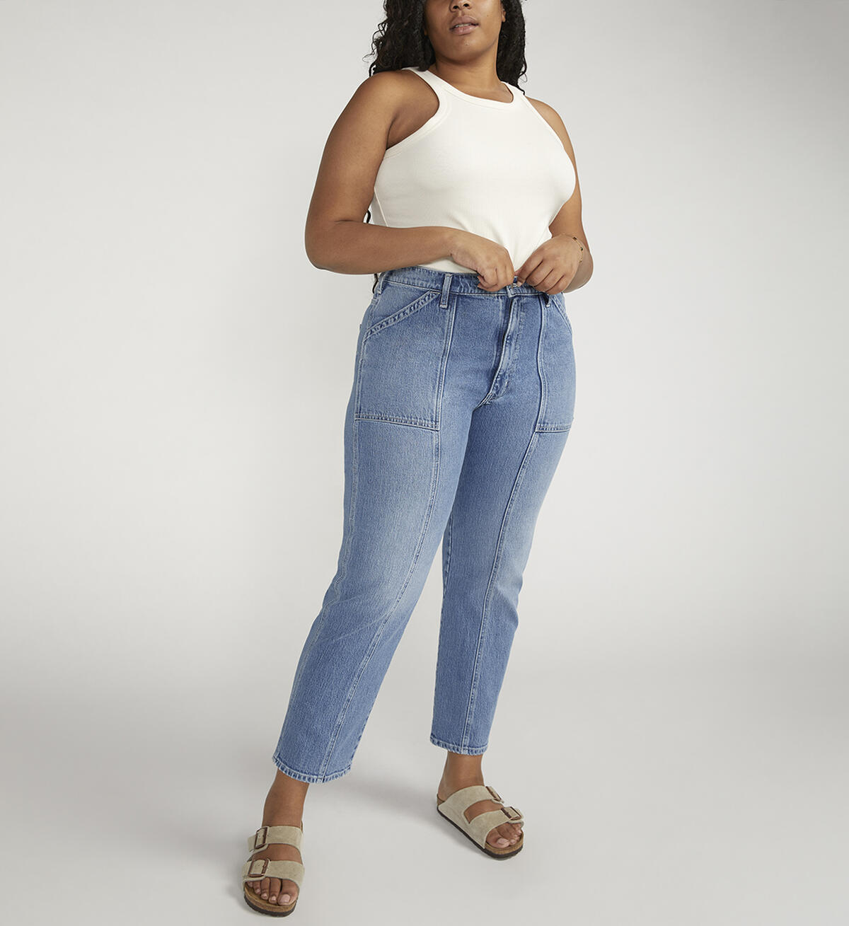 High Rise Straight Leg Carpenter Pant Plus Size, , hi-res image number 0