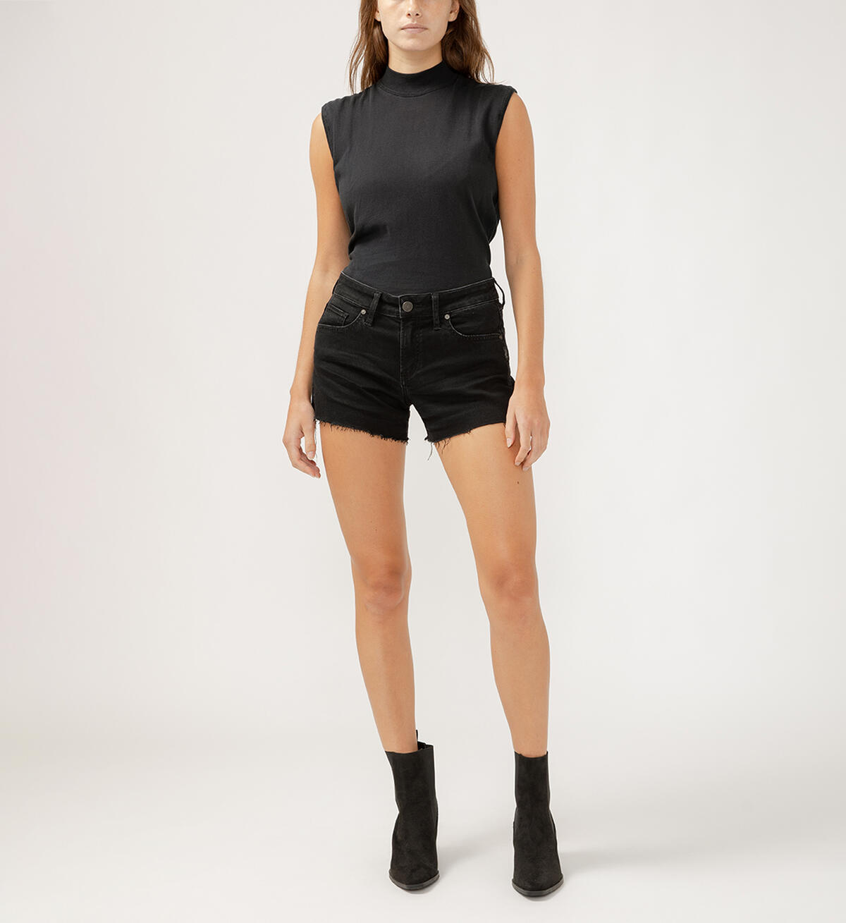 Boyfriend Mid Rise Luxe Stretch Shorts, , hi-res image number 0
