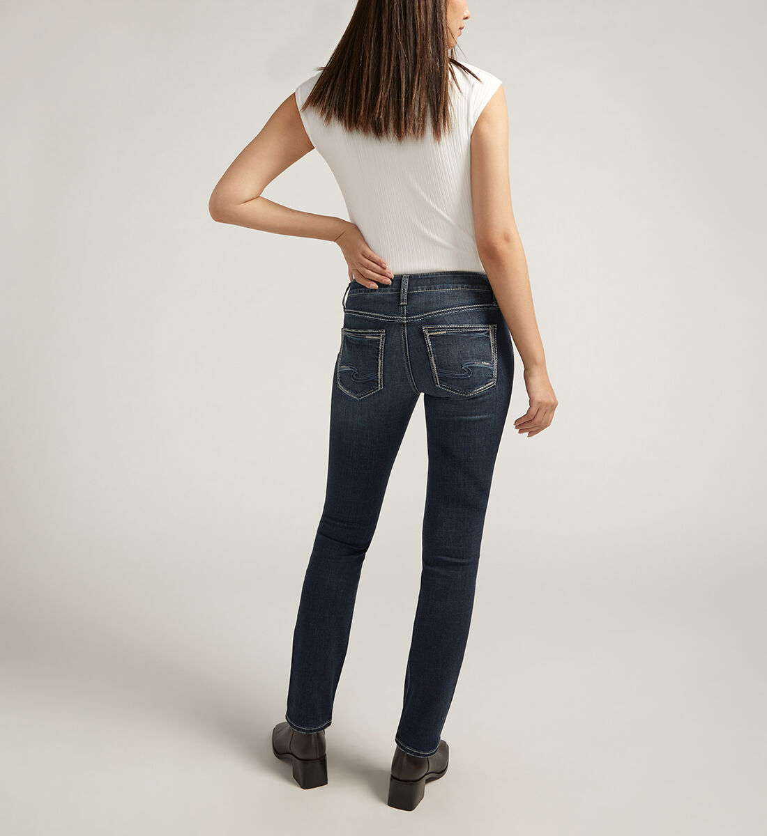 Ladies low rise straight leg jeans top