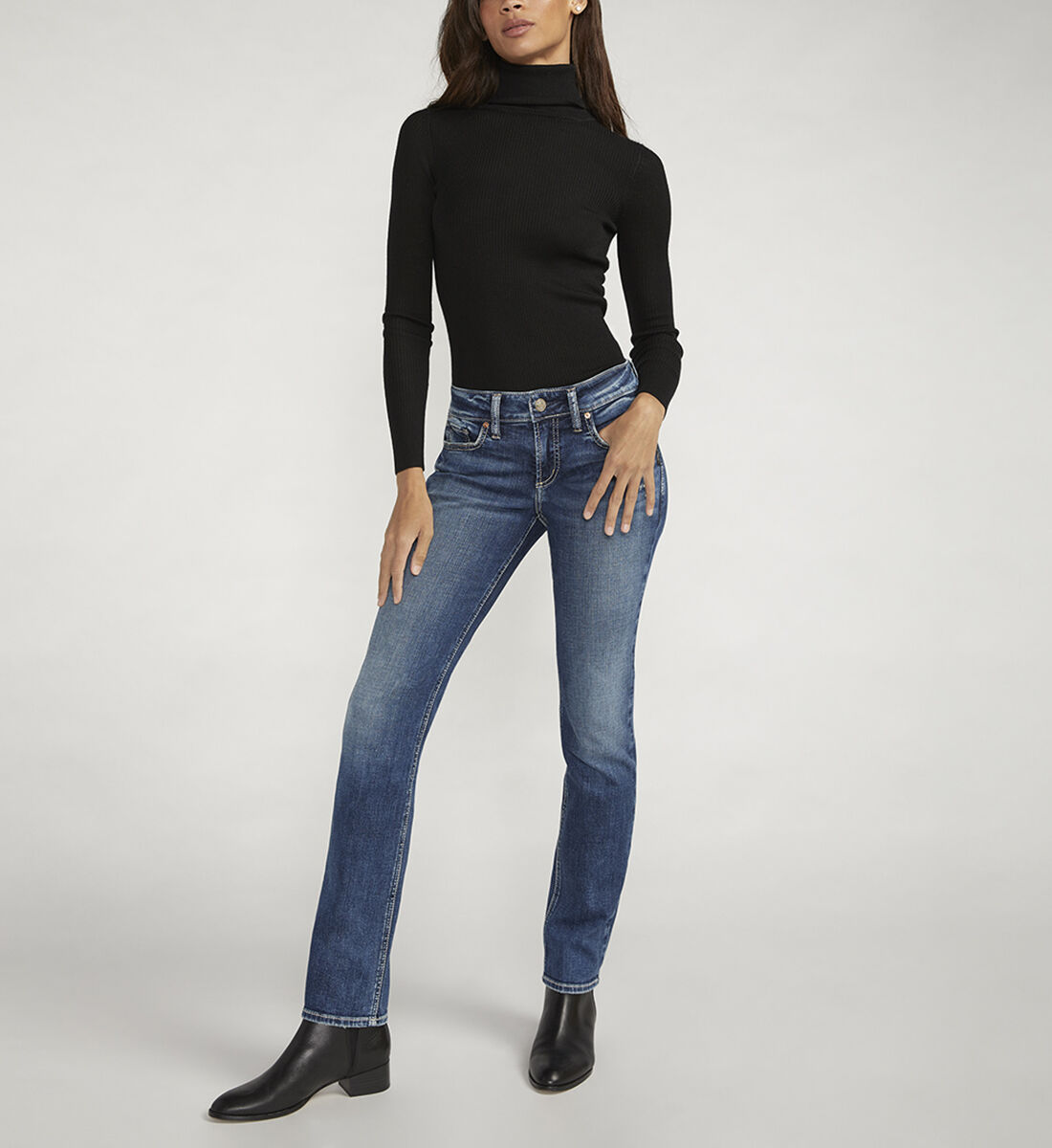 Low rise top jeans straight leg