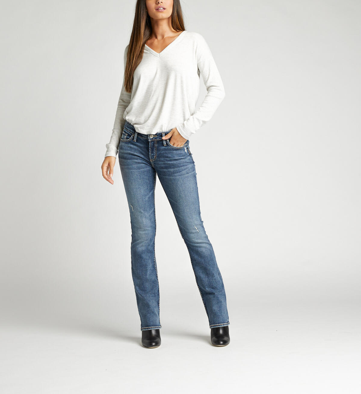 Elyse Mid Rise Slim Bootcut Jeans, , hi-res image number 3