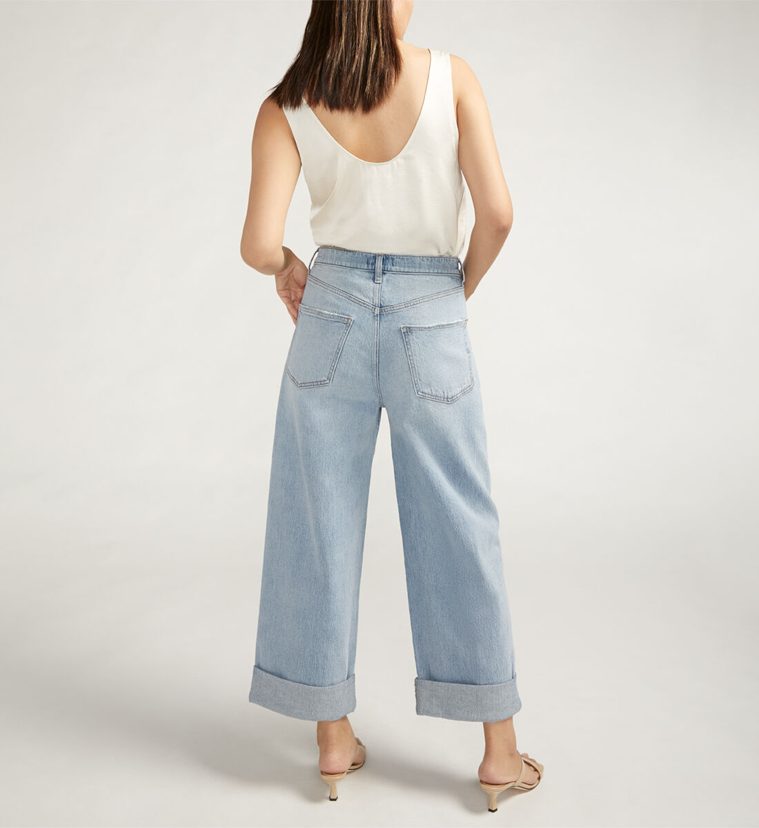 Buy Baggy Mid Rise Wide Leg Cropped Jeans for CAD 114.00 Silver