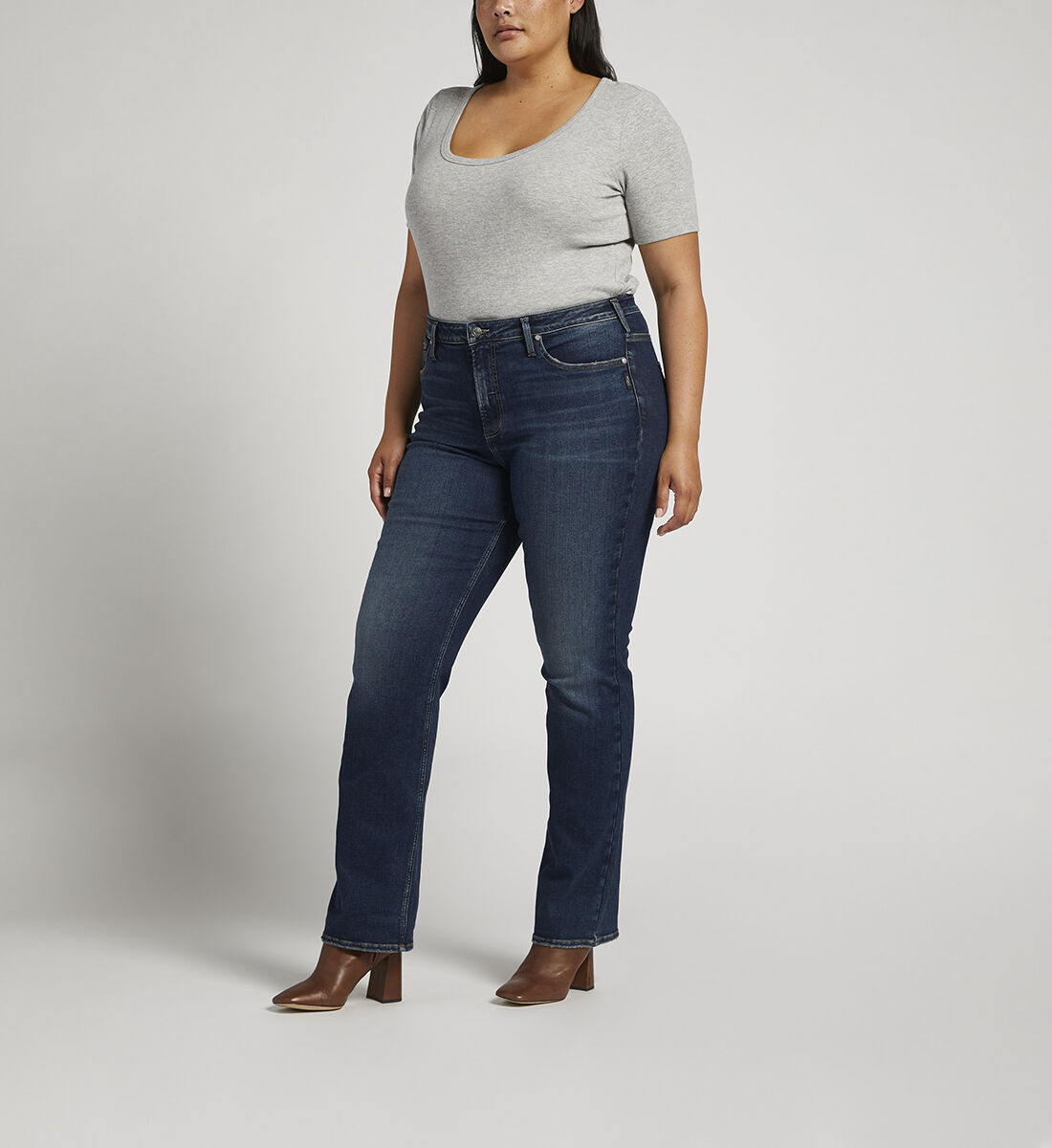 Plus size store ripped bootcut jeans