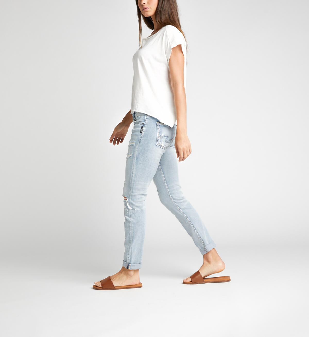 Boyfriend Mid Rise Slim Leg Jeans, , hi-res image number 2