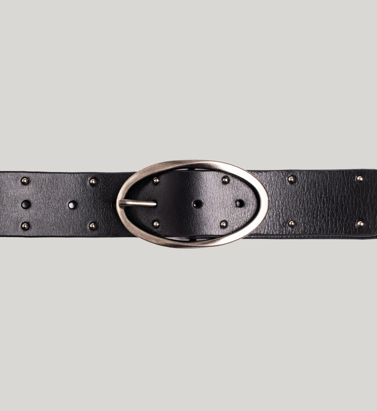 Womens Genuine Leather Studded Belt, Black, hi-res image number 1
