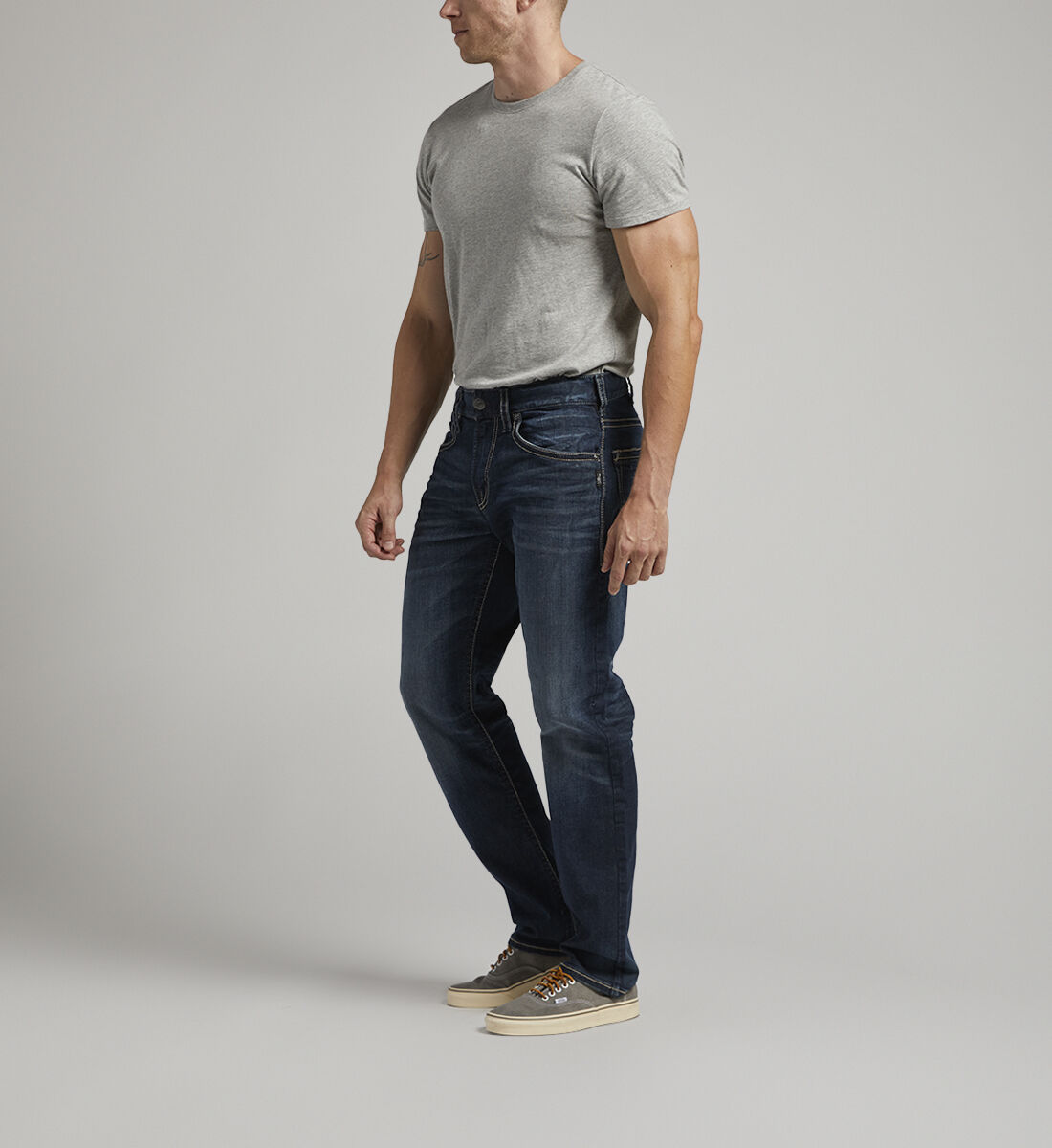 Mens gray jeans relaxed fit hot sale
