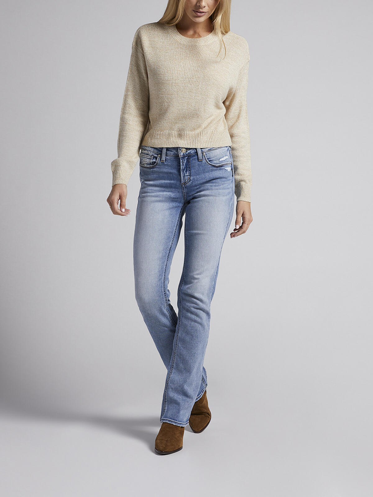 Elyse Mid Rise Slim Bootcut Jeans image number 0