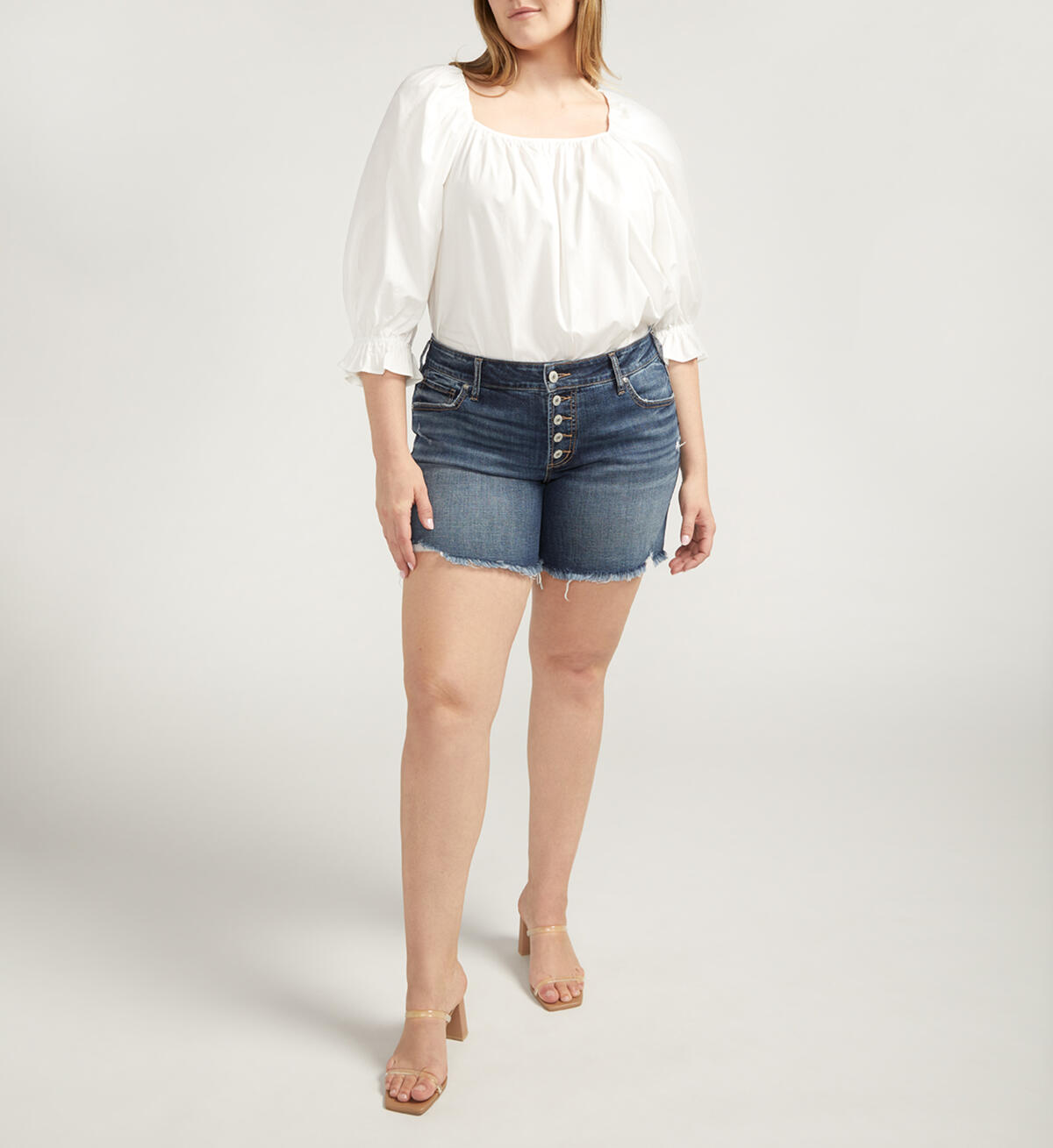 Boyfriend Mid Rise Shorts Plus Size, , hi-res image number 0
