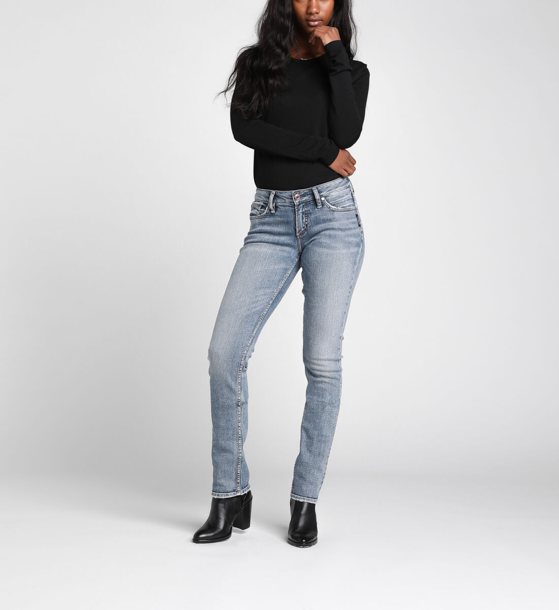 Buy Suki Mid Rise Straight Leg Jeans for CAD 104.00 Silver Jeans