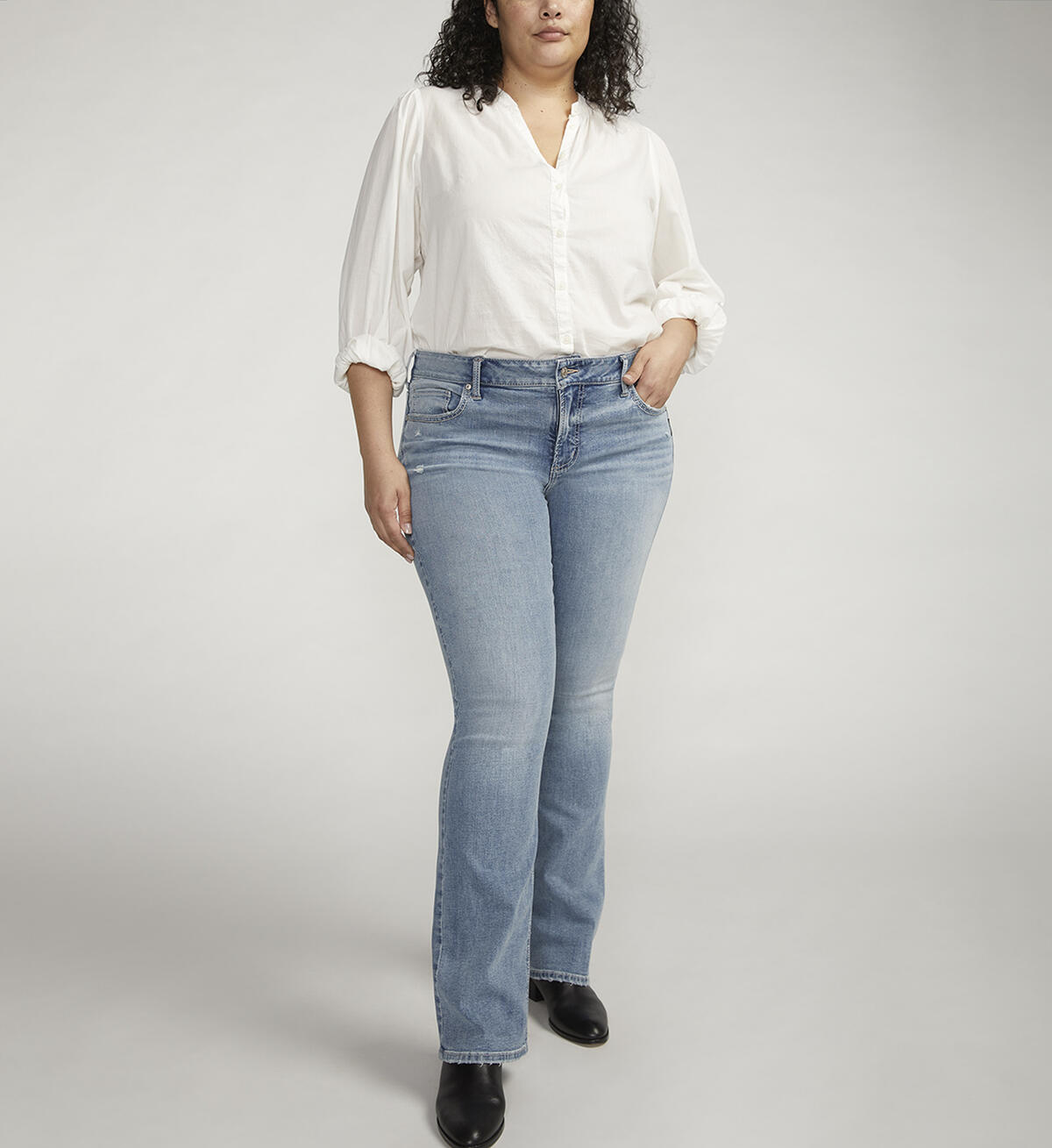 Elyse Mid Rise Slim Bootcut Jeans Plus Size, , hi-res image number 4