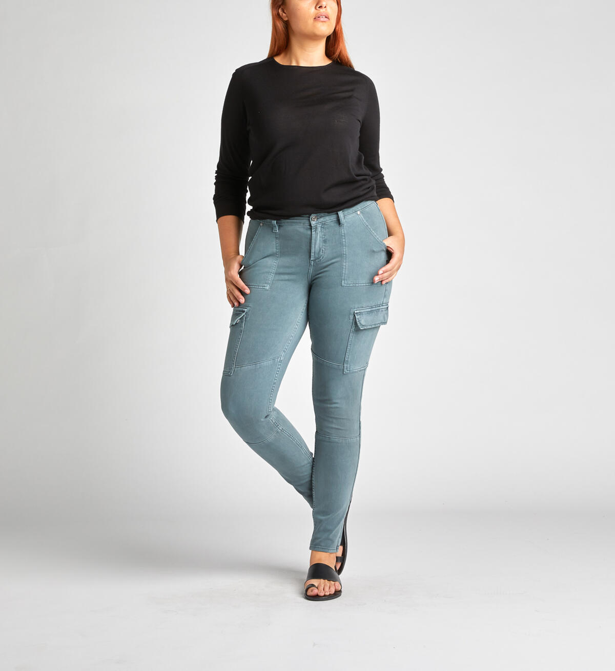 Skinny Cargo Mid Rise Skinny Leg Pants, , hi-res image number 0
