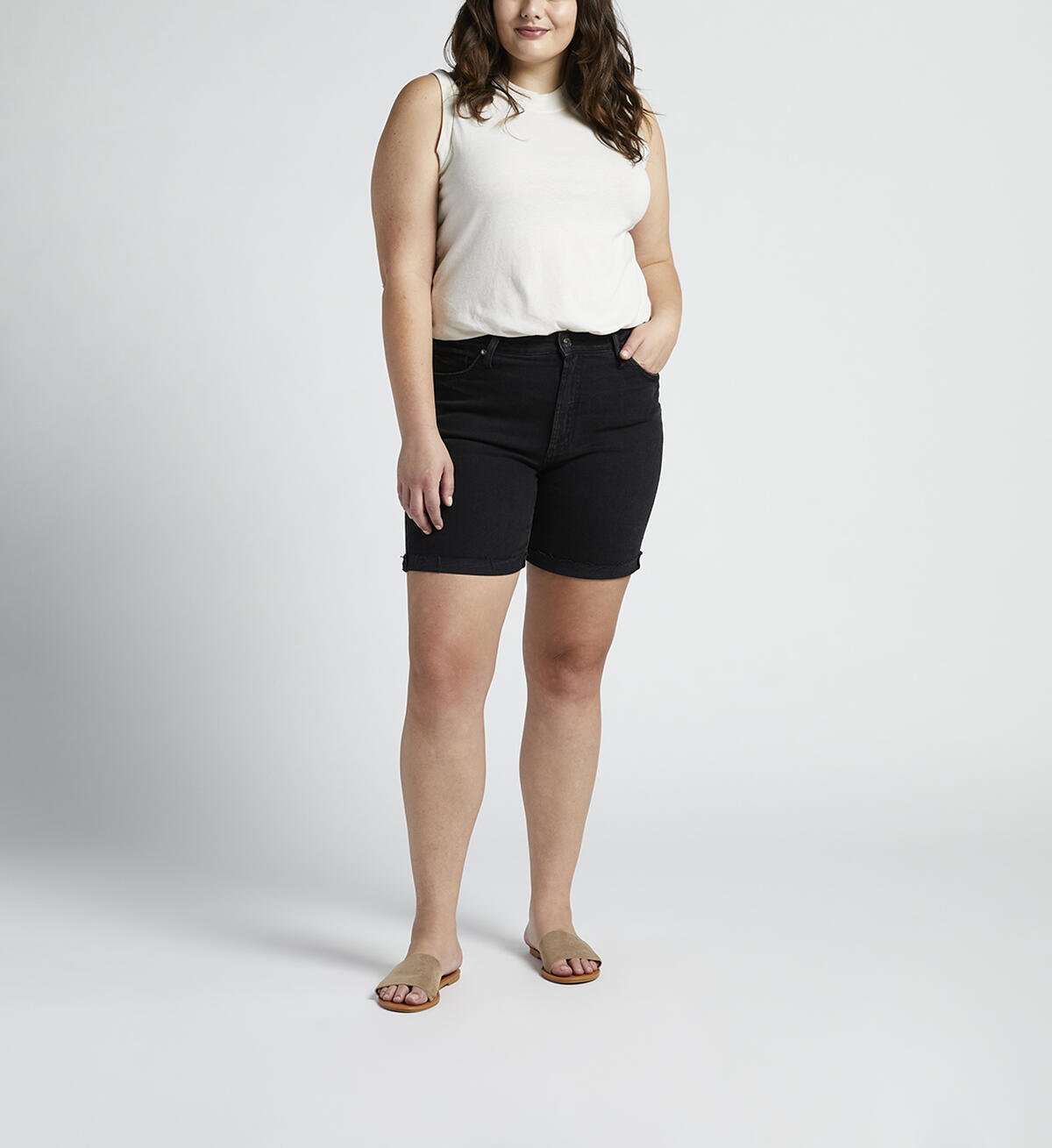 Sure Thing High Rise Long Short Plus Size, , hi-res image number 0