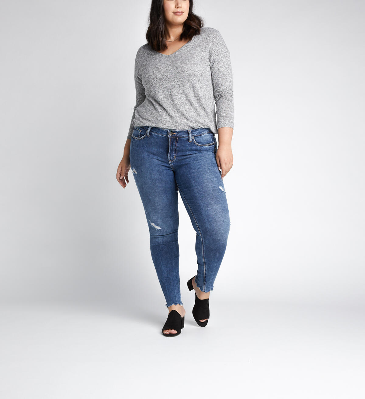Elyse Mid Rise Skinny Leg Jeans Plus Size, Indigo, hi-res image number 0