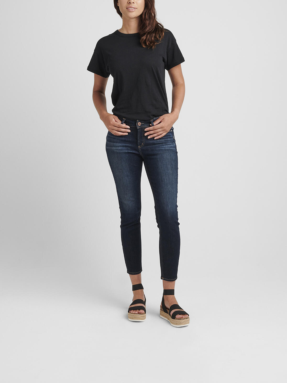 Elyse Mid Rise Skinny Crop Jeans image number 0