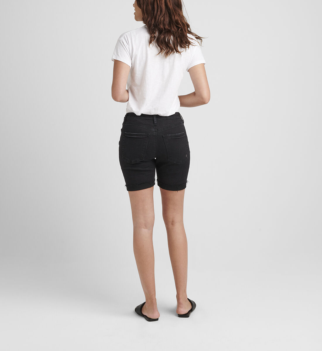 Black denim sale shorts long