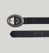 Womens Genuine Leather Belt With Textured Oval Buckle, , hi-res image number 2