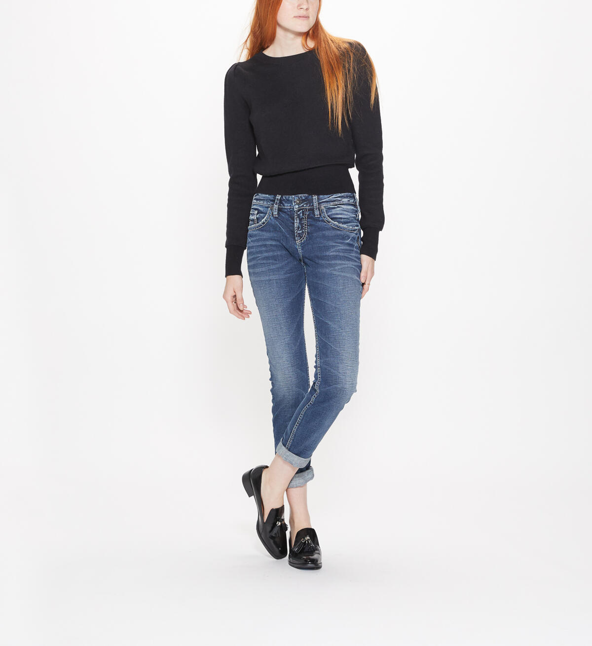Boyfriend Slim Mid Dark Wash, , hi-res image number 3