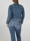 Notched Crop Denim Jacket Plus Size - Eco-Friendly Fabric image number 1